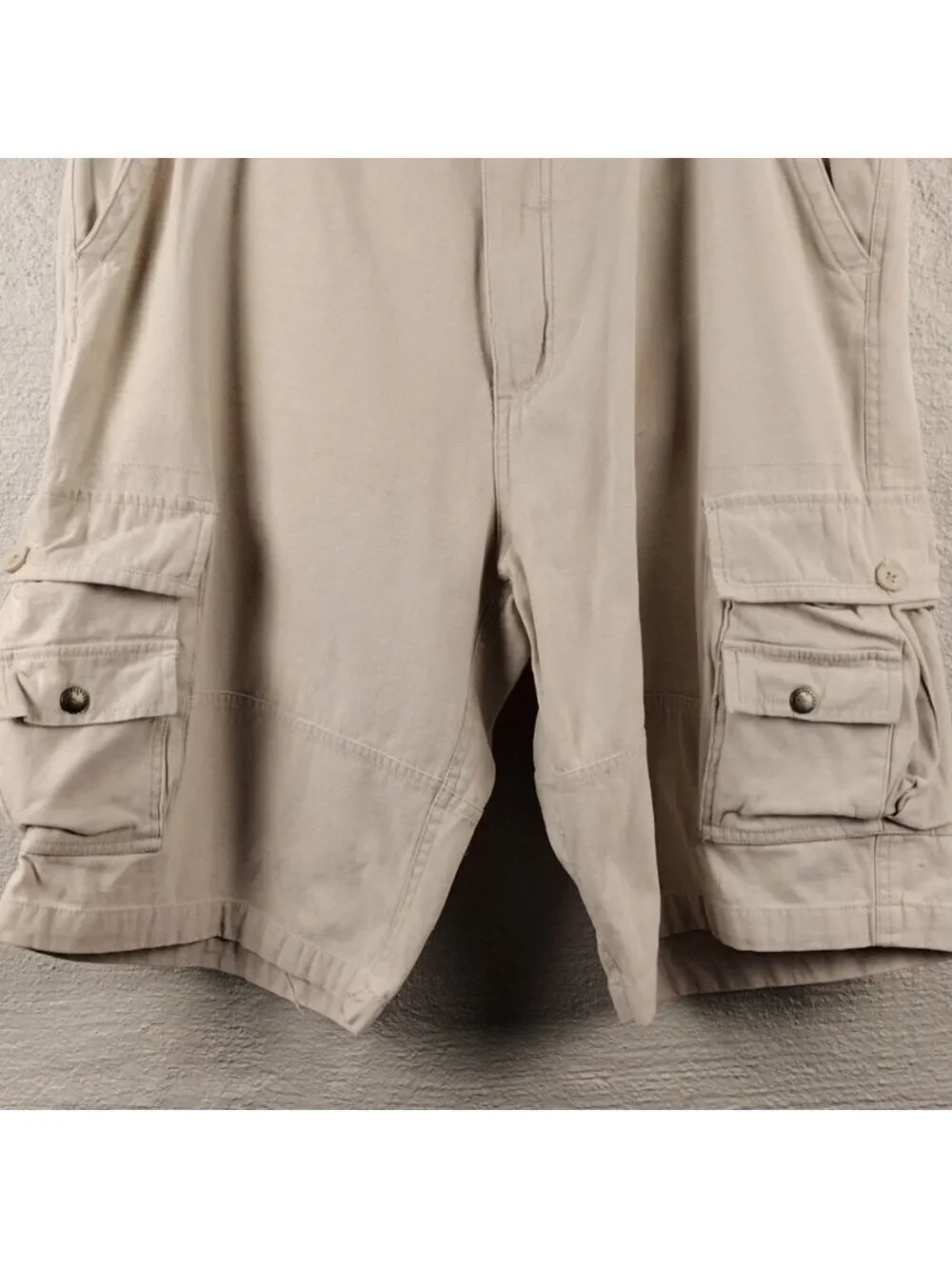 Swiss Cross Tan High Waist Eight Pocket Zipper Front Closure Cargo Shorts